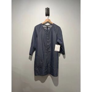 Vince Blue Denim Shift Dress with Front Zip L